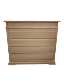 MOBILI 2G -  Cassettiera classica 5 cassetti legno grezzo 127x52x117 (3000) vista frontale