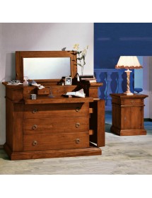 MOBILI 2G - Comodino arte povera 1 cassetto 1 porta legno tinta noce 51x37x66 (531) vista frontale