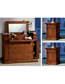 MOBILI 2G - Gruppo 1 Cassettiera 2 Comodini legno arte povera tinta noce (530+531) vista frontale