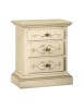 MOBILI 2G - Comodino 3 cassetti legno shabby avorio anticato decorato filo verde 51x40x64 (1471) VISTA FRONTALE