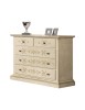 MOBILI 2G - Cassettiera 5 cassetti legno shabby avorio anticato decorato filo verde 125x51x98 (1470) vista frontale