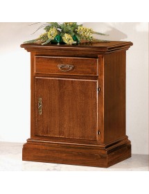 MOBILI 2G -  Comodino arte povera 1 cassetto 1 porta legno tinta noce 50x38x65 (463) VISTA FRONTALE