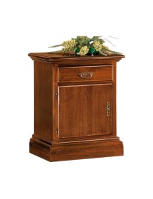 MOBILI 2G -  Comodino arte povera 1 cassetto 1 porta legno tinta noce 50x38x65 (463) VISTA FRONTALE