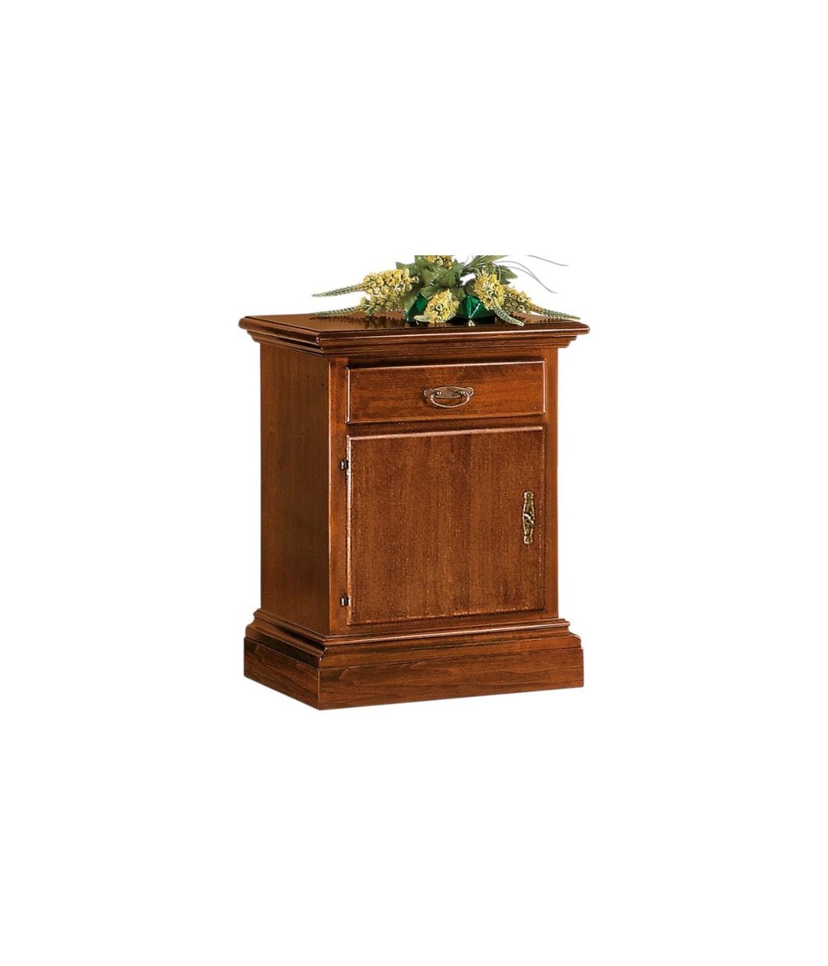 MOBILI 2G -  Comodino arte povera 1 cassetto 1 porta legno tinta noce 50x38x65 (463) VISTA FRONTALE