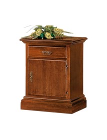 MOBILI 2G -  Comodino arte povera 1 cassetto 1 porta legno tinta noce 50x38x65 (463) VISTA FRONTALE