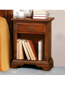 MOBILI 2G -  Comodino arte povera 1 cassetto 1 vano a giorno legno tinta noce 50x38x65 (470) vista frontale