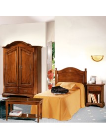 MOBILI 2G -  Comodino arte povera 1 cassetto 1 vano a giorno legno tinta noce 50x38x65 (470) vista frontale