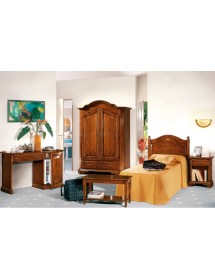 MOBILI 2G -  Comodino arte povera 1 cassetto 1 vano a giorno legno tinta noce 50x38x65 (470) vista frontale