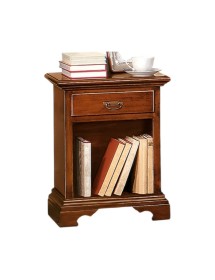 MOBILI 2G -  Comodino arte povera 1 cassetto 1 vano a giorno legno tinta noce 50x38x65 (470) vista frontale