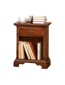 MOBILI 2G -  Comodino arte povera 1 cassetto 1 vano a giorno legno tinta noce 50x38x65 (470) vista frontale