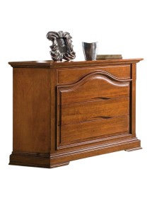 MOBILI 2G -  Cassettiera classica 4 cassetti legno tinta noce 125x52x99 (495) VISTA FRONTALE