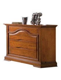 MOBILI 2G -  Cassettiera classica 4 cassetti legno tinta noce 125x52x99 (495) VISTA FRONTALE