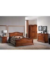 MOBILI 2G -  Cassettiera classica 4 cassetti legno tinta noce 125x52x99 (495) VISTA FRONTALE