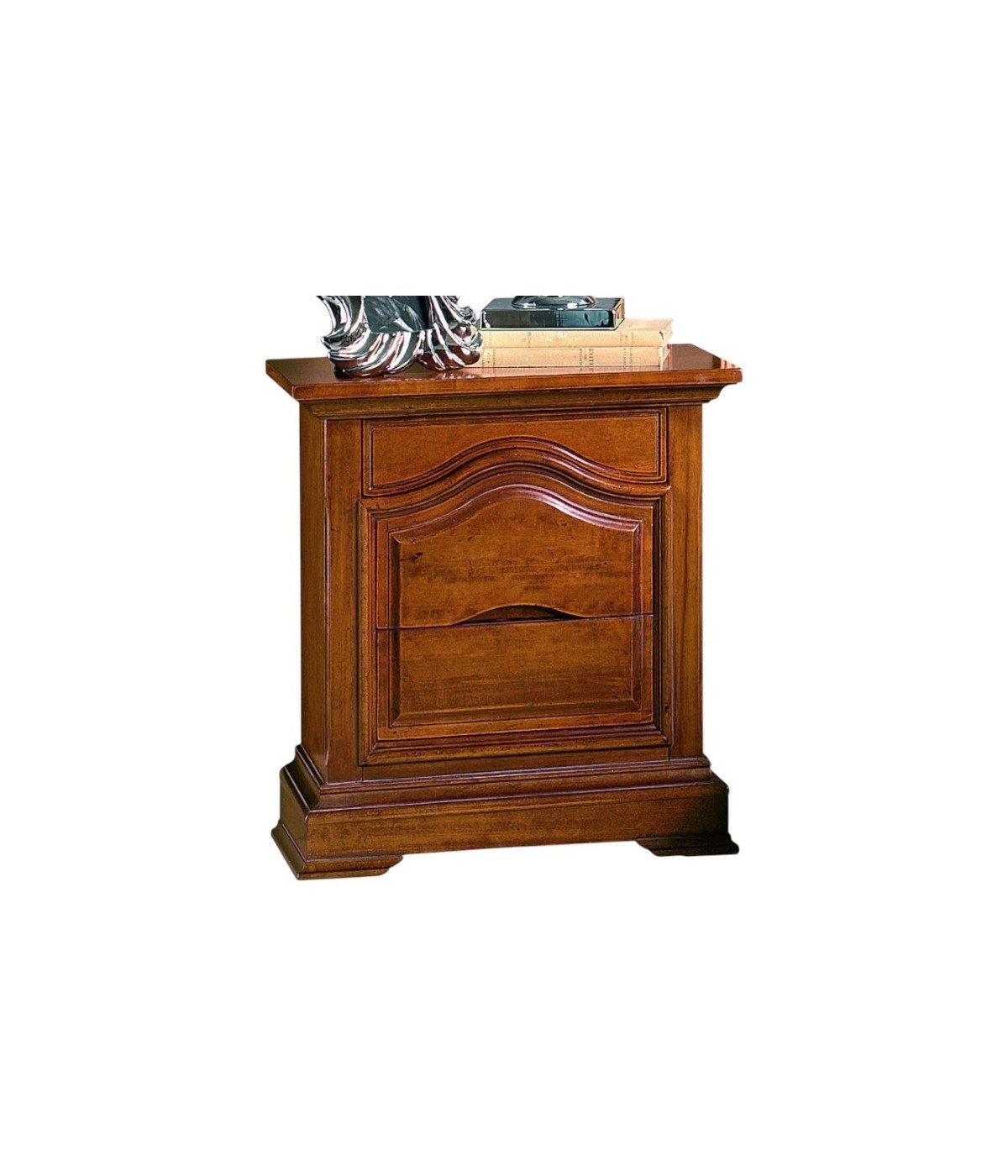 MOBILI 2G -  Comodino classico 3 cassetti legno tinta noce 60x37x71 (496) vista frontale