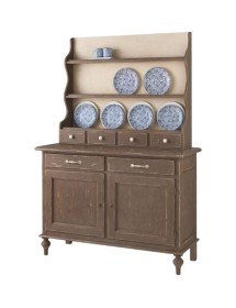 MOBILI 2G - Madia credenza piattaia legno shabby grigio consumato 137x50x200 (516+517) VISTA FRONTALE