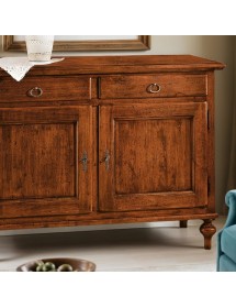MOBILI 2G - Madia credenza legno arte povera tinta noce 137x50x98 (516) vista frontale