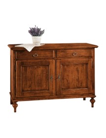 MOBILI 2G - Madia credenza legno arte povera tinta noce 137x50x98 (516) vista frontale