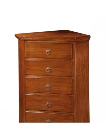 MOBILI 2G - Mobile Angolo in legno 5 cassetti arte povera tinta noce l.54 x 54 h.100 (5008) VISTA FRONTALE