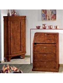 MOBILI 2G - Mobile Angolo in legno 1 porta arte povera tinta noce l.52 x 52 h.138 (805) VISTA FRONTALE