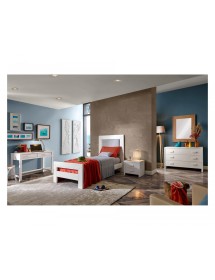 MOBILI 2G - SCRIVANIA 2 CASSETTI SHABBY BIANCO LEGNO MASSELLO DI ABETE 110X55X80 (3319) vista frontale