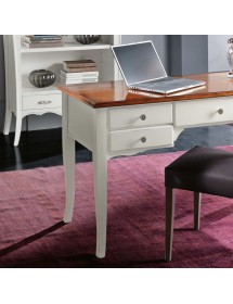 MOBILI 2G - SCRIVANIA SHABBY CHIC 5 CASSETTI LEGNO BIANCO CONSUMATO 135X65X81 (3100) vista frontale