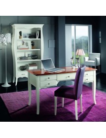 MOBILI 2G - SCRIVANIA SHABBY CHIC 5 CASSETTI LEGNO BIANCO CONSUMATO 135X65X81 (3100) vista frontale