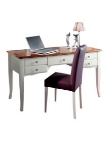 MOBILI 2G - SCRIVANIA SHABBY CHIC 5 CASSETTI LEGNO BIANCO CONSUMATO 135X65X81 (3100) vista frontale