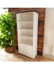 MOBILI 2G - Libreria 2 porte 3 ripiani legno shabby bianco anticato noce 90X41X186 vista frontale