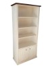 MOBILI 2G - Libreria 2 porte 3 ripiani legno shabby bianco anticato noce 90X41X186 vista frontale