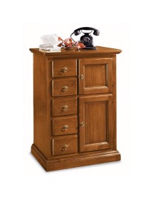 MOBILI 2G - madia cassettiera legno 5 cassetti tinta noce L.75 P.40 H.100 (1239) vista frontale