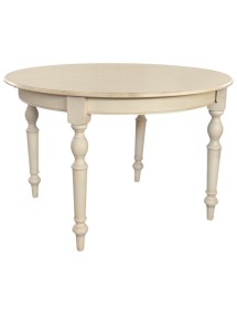 MOBILI 2G - Tavolo rotondo allungabile legno shabby avorio anticato 100x100x80 120x120x80 vista frontale