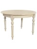 MOBILI 2G - Tavolo rotondo allungabile legno shabby avorio anticato 100x100x80 120x120x80 vista frontale