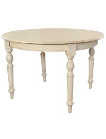 MOBILI 2G - Tavolo rotondo allungabile legno shabby avorio anticato 100x100x80 120x120x80 vista frontale