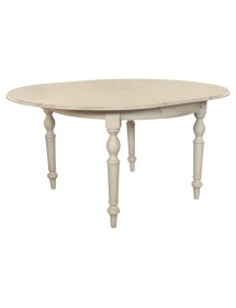 MOBILI 2G - Tavolo rotondo allungabile legno shabby avorio anticato 100x100x80 120x120x80 vista frontale