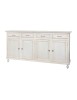 MOBILI 2G - Credenza 4 porte 4 cassetti legno shabby bianco anticato maniglia porcellana 196X45X98 vista frontale