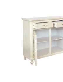 MOBILI 2G - Credenza 4 porte 4 cassetti legno shabby bianco anticato maniglia porcellana 196X45X98 vista frontale