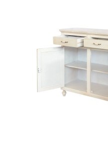 MOBILI 2G - Credenza 4 porte 4 cassetti legno shabby bianco anticato maniglia porcellana 196X45X98 vista frontale
