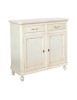 MOBILI 2G - Credenza 2 porte 2 cassetti legno shabby bianco anticato maniglia porcellana 105X45X98 vista frontale