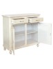 MOBILI 2G - Credenza 2 porte 2 cassetti legno shabby bianco anticato maniglia porcellana 105X45X98 vista frontale