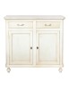 MOBILI 2G - Credenza 2 porte 2 cassetti legno shabby bianco anticato maniglia porcellana 105X45X98 vista frontale