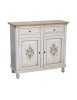 MOBILI 2G - Credenza 2 porte legno shabby bianco anticato filo arancione decori 105X45X98 vista frontale