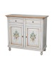 MOBILI 2G - Credenza 2 porte legno shabby bianco anticato filo arancione decori 105X45X98 vista frontale