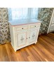 MOBILI 2G - Credenza 2 porte legno shabby bianco anticato filo rosa decori 105X45X98 vista frontale