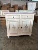 MOBILI 2G - Credenza 2 porte legno shabby bianco anticato filo rosa decori 105X45X98 vista frontale