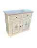 MOBILI 2G - Credenza 2 porte legno shabby bianco anticato filo rosa decori 105X45X98 vista frontale