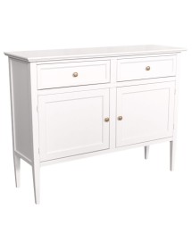 MOBILI 2G - Madia Credenza 2 porte 2 cassetti legno shabby bianco 110X35X83 VISTA FRONTALE