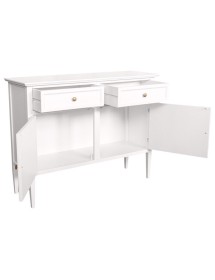 MOBILI 2G - Madia Credenza 2 porte 2 cassetti legno shabby bianco 110X35X83 VISTA FRONTALE