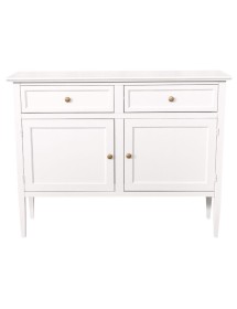 MOBILI 2G - Madia Credenza 2 porte 2 cassetti legno shabby bianco 110X35X83 VISTA FRONTALE