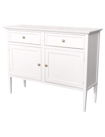 MOBILI 2G - Madia Credenza 2 porte 2 cassetti legno shabby bianco 110X35X83 VISTA FRONTALE