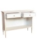 MOBILI 2G - Madia Credenza 2 cassetti 1 vano a giorno legno shabby bianco anticato 110X35X83 VISTA FRONTALE
